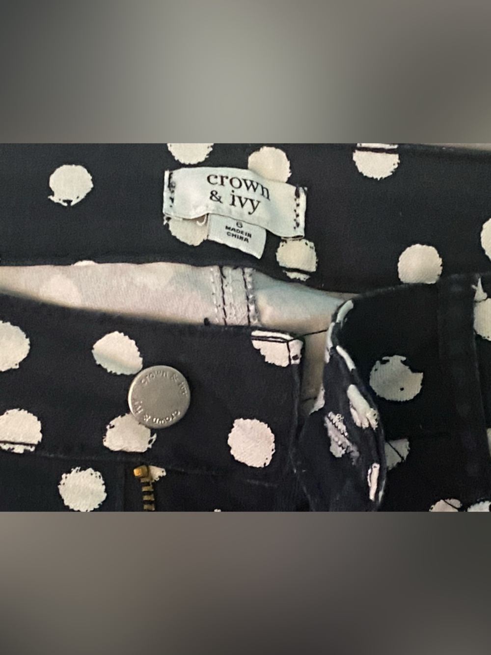 crown & ivy Black Pants with White Polka Dots - Picture 4 of 4